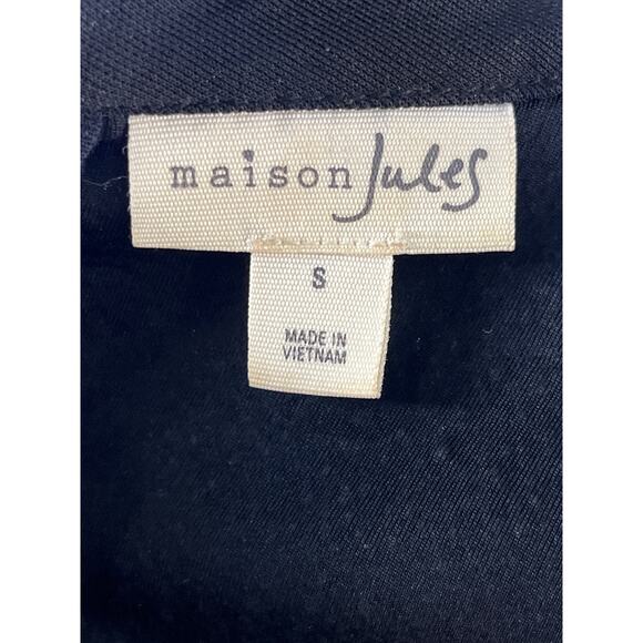 Maison Jules Textured Knit Shift Dress Black White Peter Pan Collar Small - Picture 3 of 12